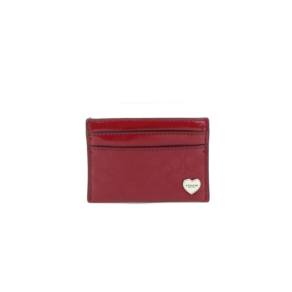 Coach‎ Signature Perforated Embossed Red Liquid Gloss Card Case